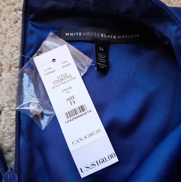 White House Black Market keyhole neckline fit and flare dress navy blue size 14 - Picture 5 of 12